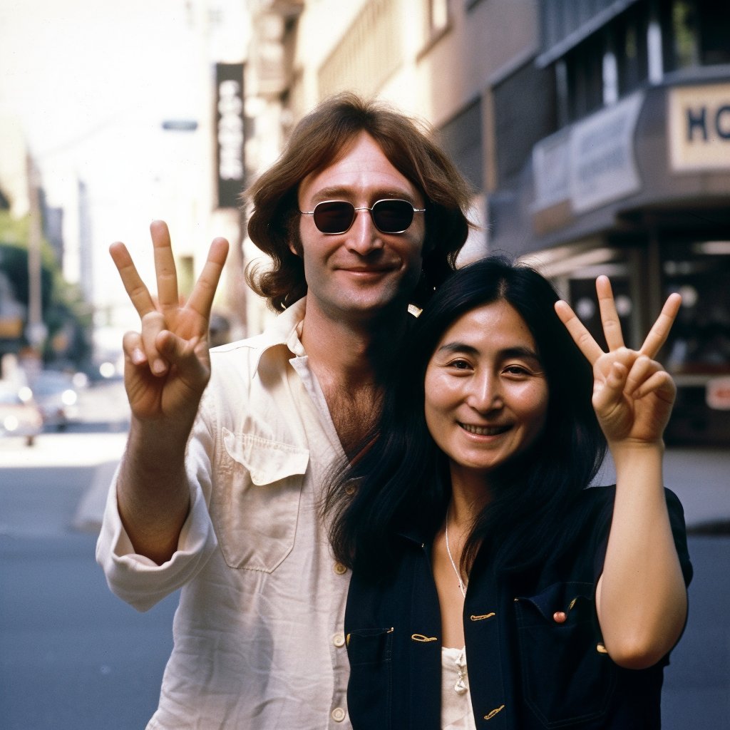John Lennon et sa femme Yoko Ono générés par Midjoumey 5